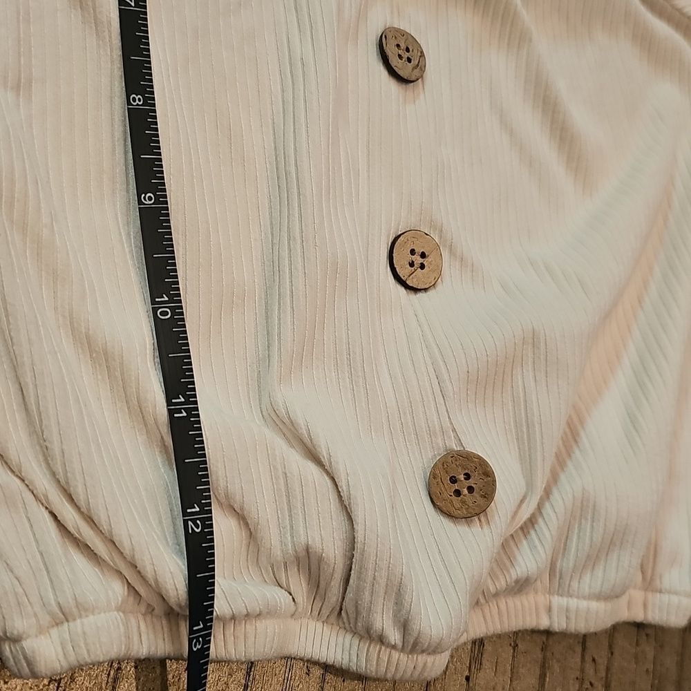 Cream Ribbed Crop Top Size 8 - Picture 6 of 8